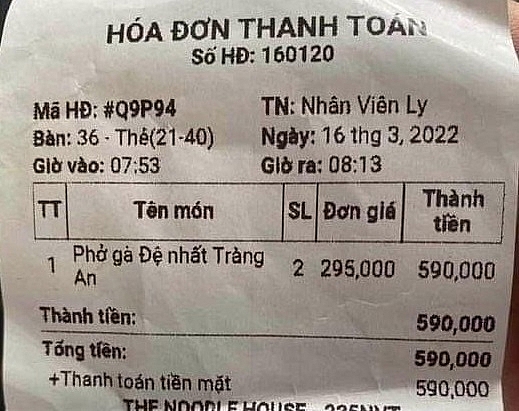 Thực hư thông tin 2 tô phở gần 600.000 đồng tại Đà Nẵng