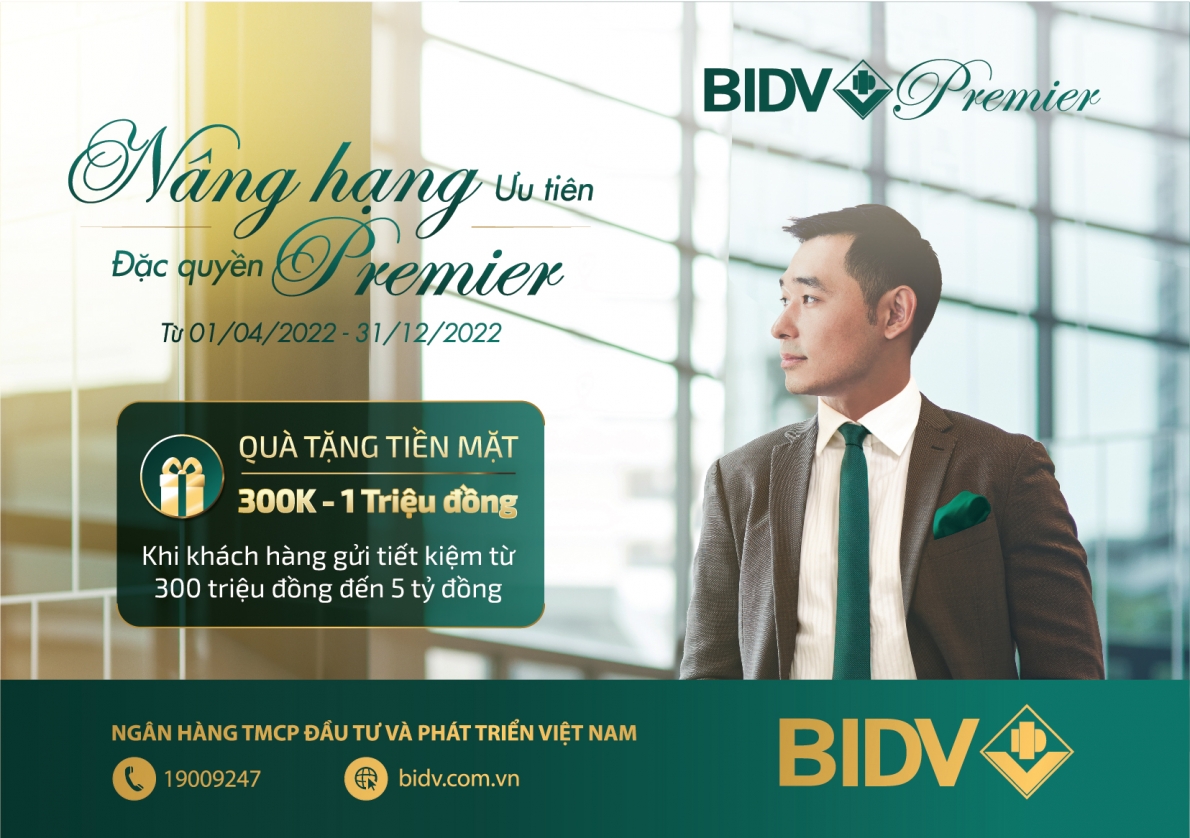 Nhận ngay 1 triệu đồng khi trở thành Khách hàng cao cấp của BIDV