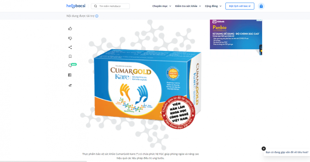 Cục An toàn thực phẩm cảnh báo: Cumar Gold Kare vi phạm quy định về quảng cáo