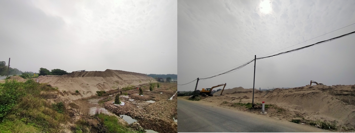 Hàng lang đê Hữu Hồng thuộc địa bàn huyện Trực Ninh đang bị xâm hại nghiêm trọng