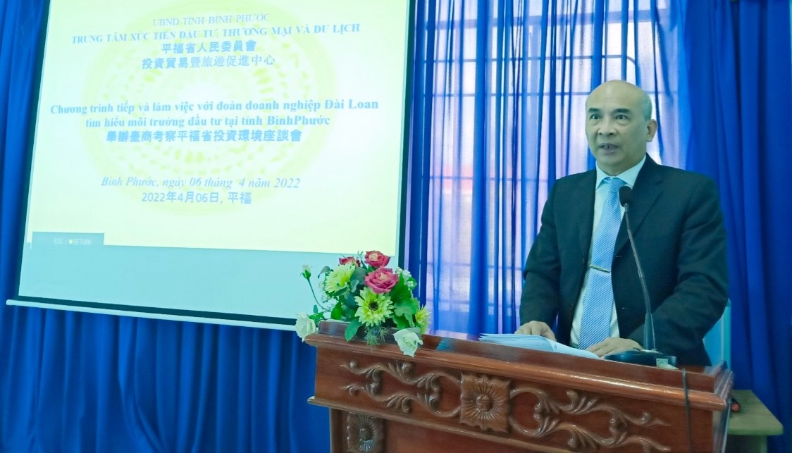 Ông Chang Wen Chung, Trưởng Văn phòng Kinh tế - Văn hóa Đài Bắc tại TP Hồ Chí Minh cho biết Đài Loan hiện đang đầu tư 29 dự án tại tỉnh Bình Phước, tiềm năng tăng trưởng vẫn còn rất nhiều