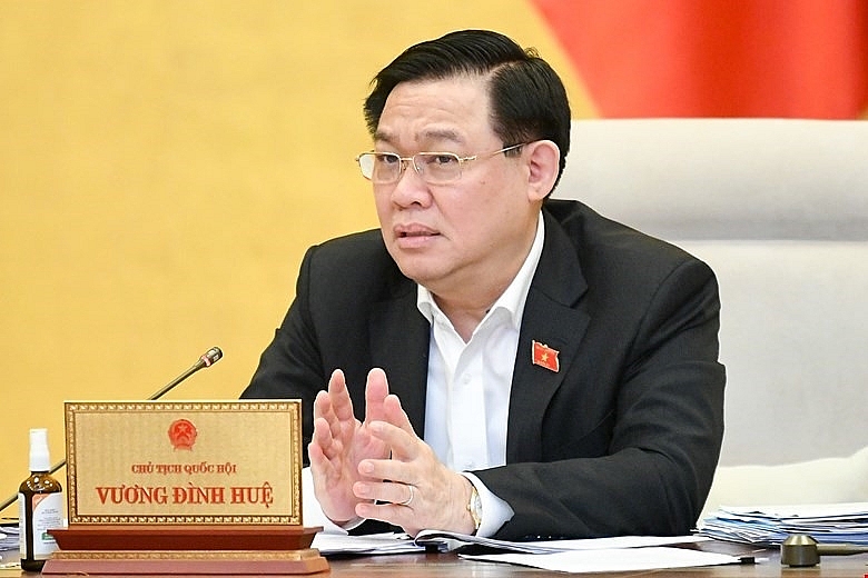 Chủ tịch Quốc hội Vương Đình Huệ phát biểu. Ảnh: QH