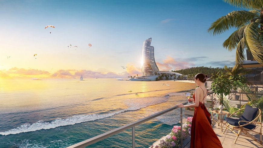 Tòa nhà Cánh Buồm biểu tượng tại Hon Thom Paradise Island. Ảnh Sun Property
