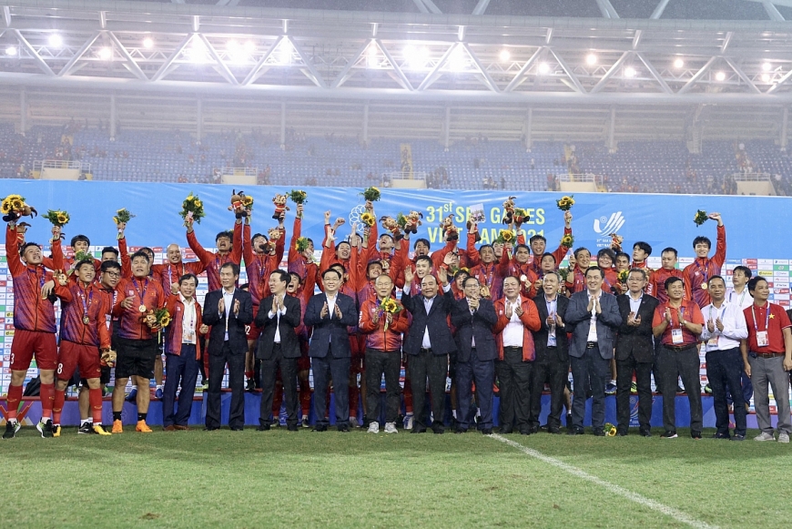 U23 Việt Nam giành HCV SEA Games 31. Ảnh: NLĐ