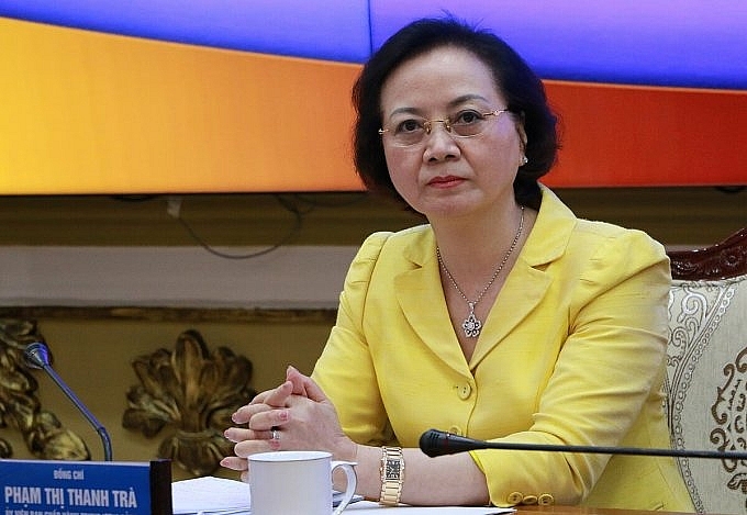 Bộ trưởng Nội vụ Phạm Thị Thanh Trà tại buổi làm việc. Ảnh: VNE