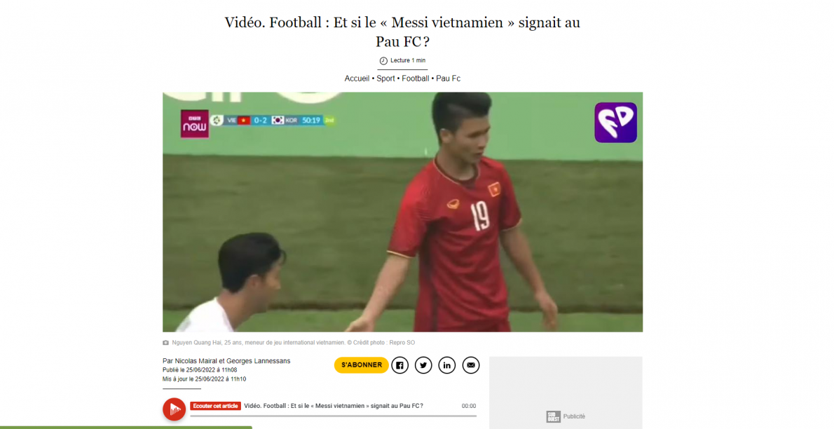 Nguyễn Quang Hải đang đàm phán CLB Pau FC của Pháp?