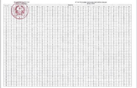 Công bố đáp án các môn thi trắc nghiệm Kỳ thi tốt nghiệp THPT năm 2022