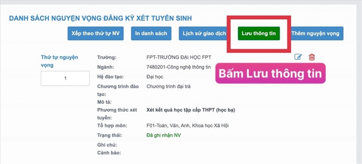 Đăng ký nguyện vọng xét tuyển đại học như thế nào?