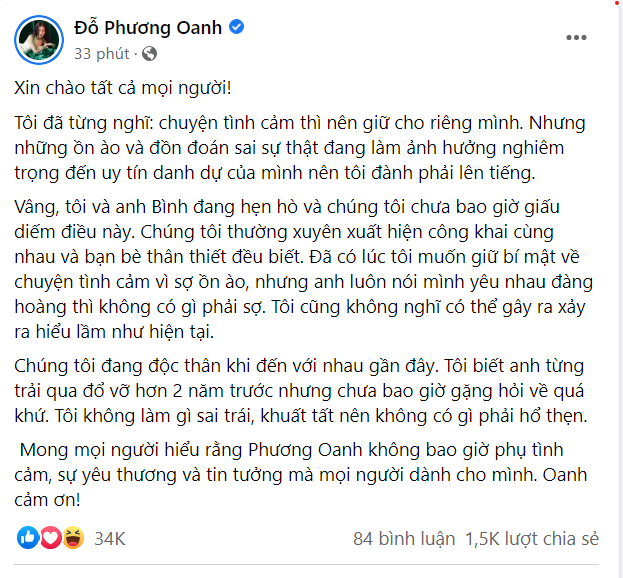 Phương Oanh lên tiếng trước nghi vấn hẹn hò Shark Bình