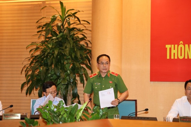 Thiếu tướng Nguyễn Thanh Tùng tại buổi họp báo. Ảnh: Báo CAND
