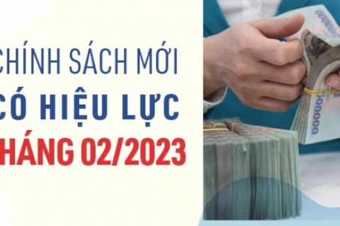 Những chính sách mới nổi bật có hiệu lực từ tháng 2/2023