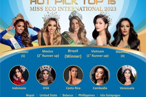Miss Eco International 2023: Brazil lập ‘hattrick’, Thanh Hà và Á hậu bị ‘phế truất’ cạnh tranh khốc liệt